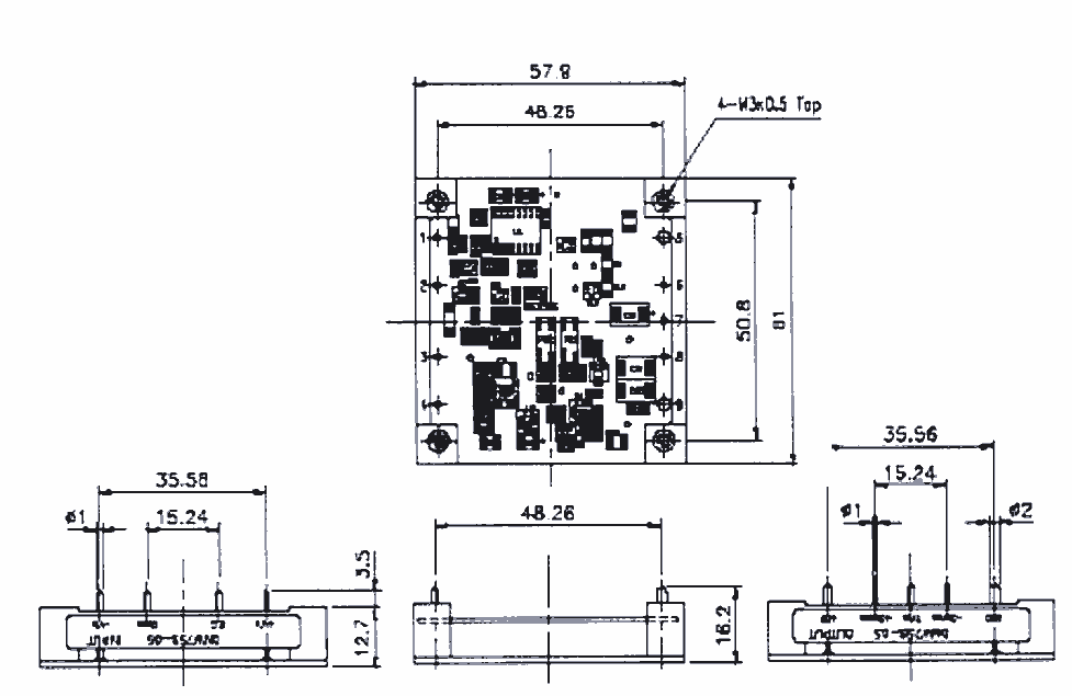 Dimensioned drawing of the DMW75S-05