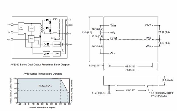 AV30- triple output dc converter drawing