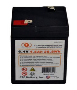6V 4.5 amp hour Lithium Iron Phosphate lead acid replacement