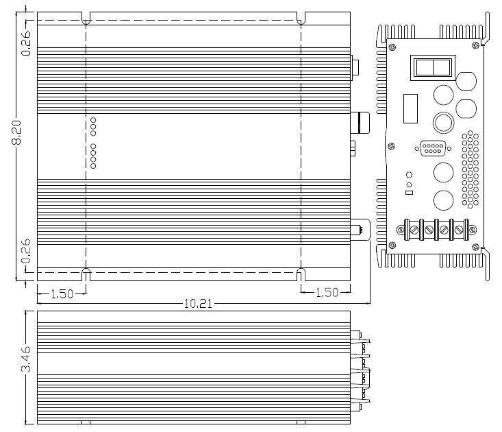 drawing of the 24 to 48 volt isolated DC/DC Converter