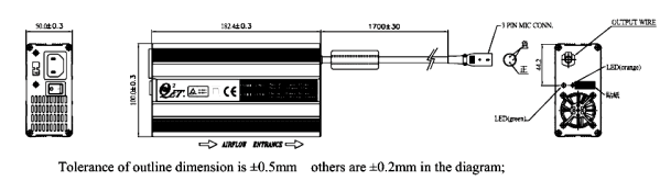 dimensioned drawing of QQE192